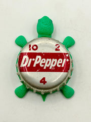 Dr Pepper Soda (Vintage 10,2,4) - Bottle Cap Magnet Turtle Shell Shocked Art
