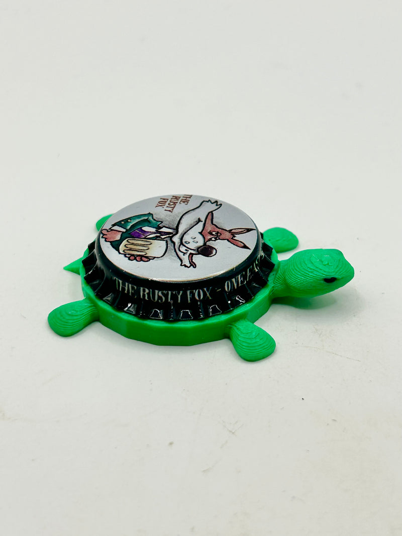 The Rusty Fox (Cartoon Fox) - Bottle Cap Magnet Turtle (Copy) Shell Shocked Art