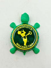 Malamatina Retsina - Bottle Cap Magnet Turtle Shell Shocked Art
