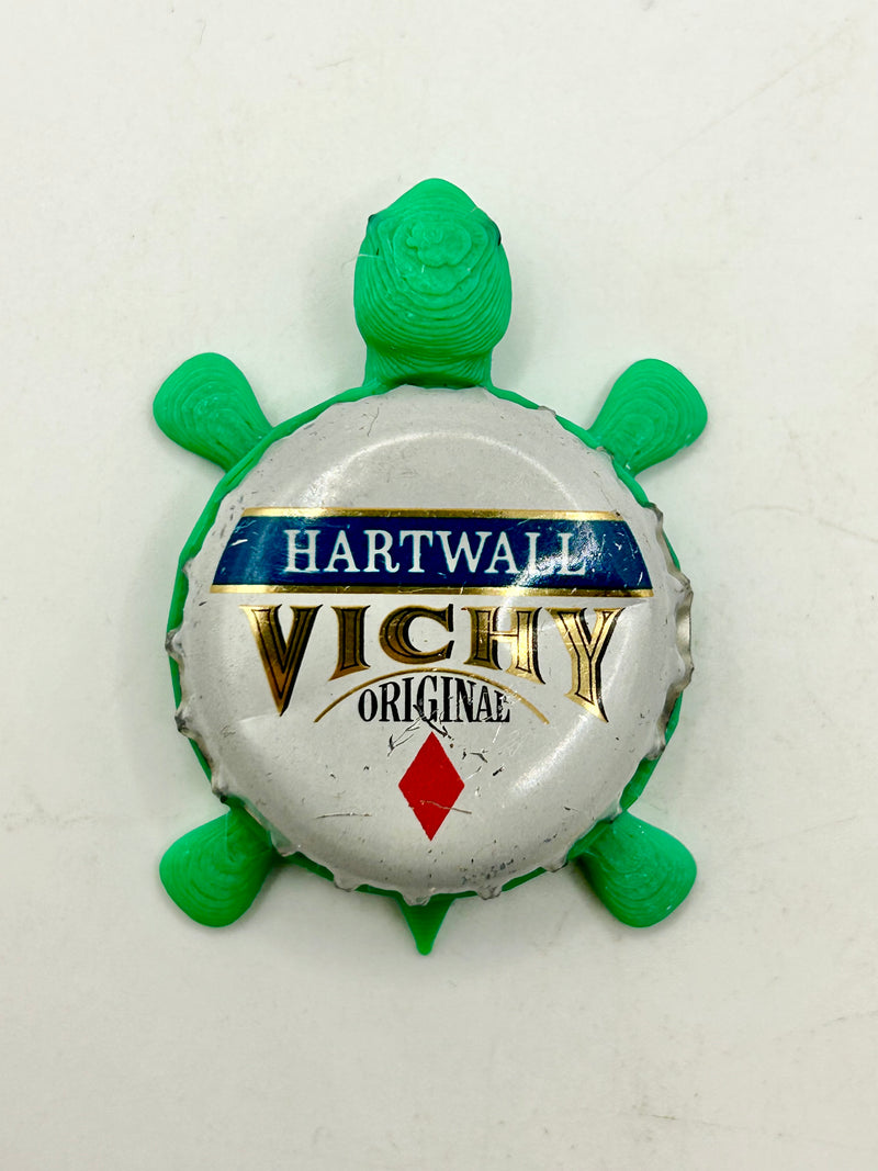 Vichy Hartwall - Bottle Cap Magnet Turtle Shell Shocked Art