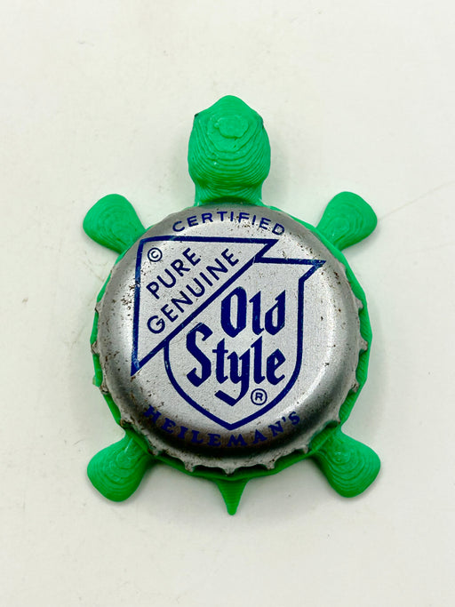 Heileman’s Brewing Old Style Beer (Blue) - Bottle Cap Magnet Turtle Shell Shocked Art