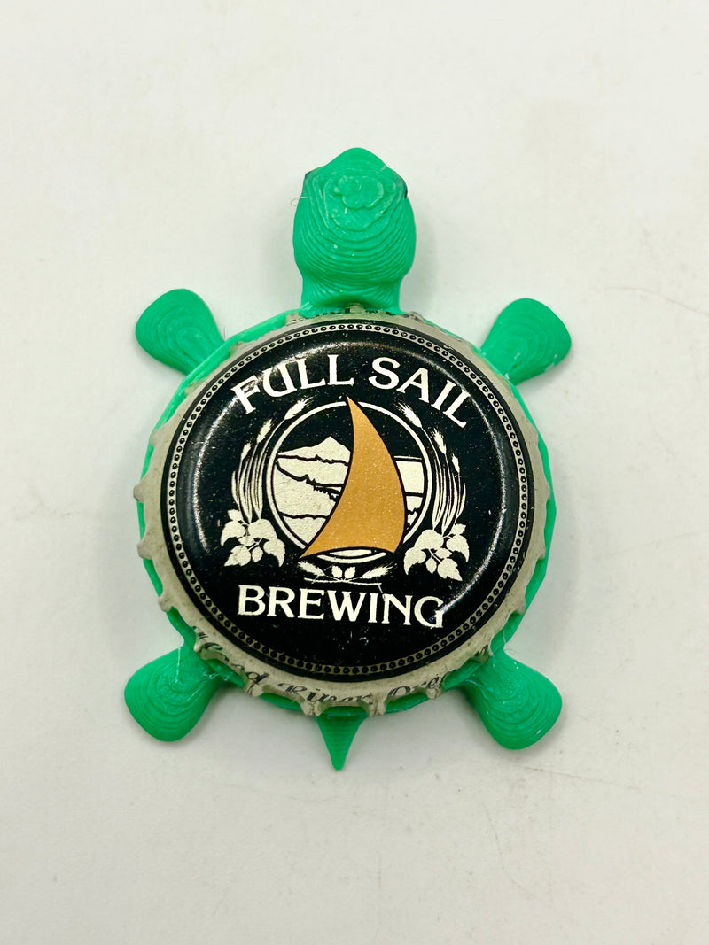 Full Sail Brewing, Orange Sail (Black Vintage) - Bottle Cap Magnet Turtle Shell Shocked Art