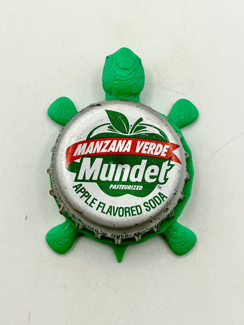 Mundet Apple Soda - Bottle Cap Magnet Turtle Shell Shocked Art