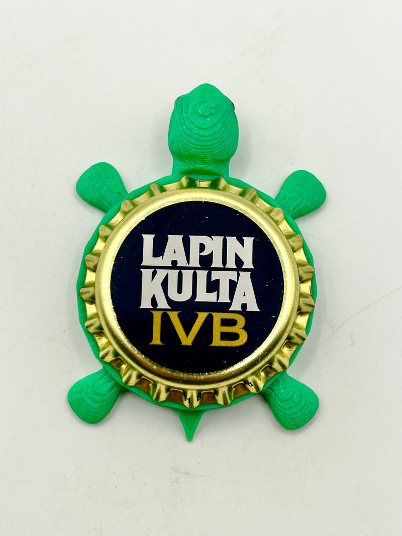 Lapin Kulta IVB - Bottle Cap Magnet Turtle Shell Shocked Art