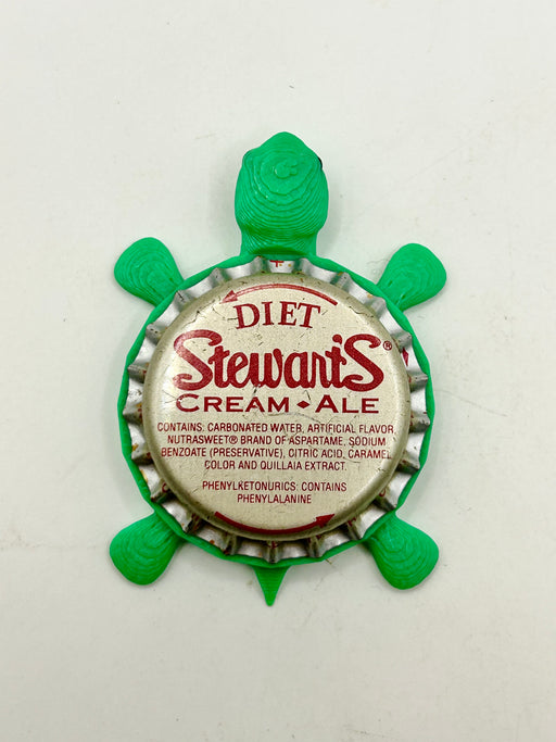 Diet Stewarts Cream Soda - Bottle Cap Magnet Turtle Shell Shocked Art