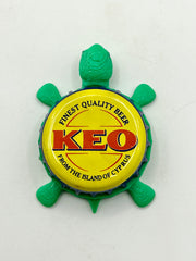 KEO Beer (Cyprus) - Bottle Cap Magnet Turtle Shell Shocked Art