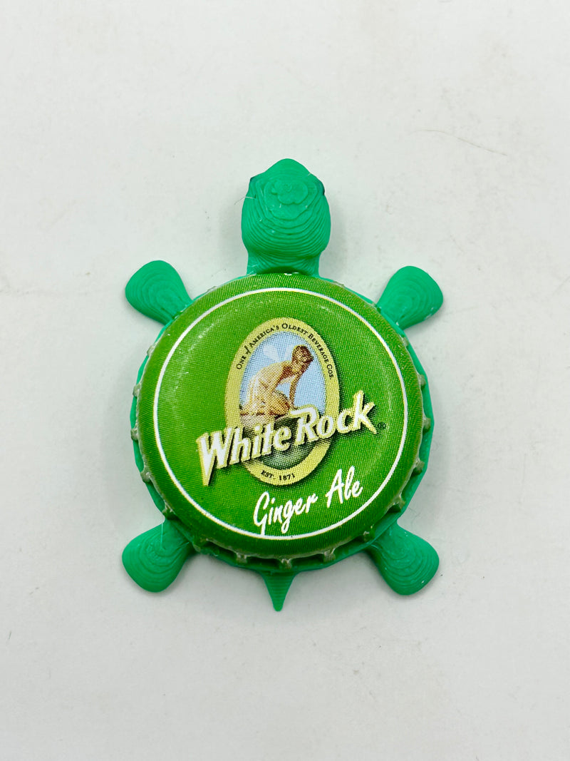 White Rock Ginger Ale - Bottle Cap Magnet Turtle Shell Shocked Art