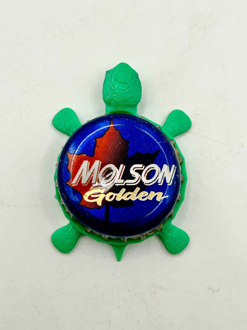 Molson Golden (Blue) - Bottle Cap Magnet Turtle Shell Shocked Art