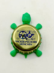 Hacker Pschorr (Gold) - Bottle Cap Magnet Turtle Shell Shocked Art