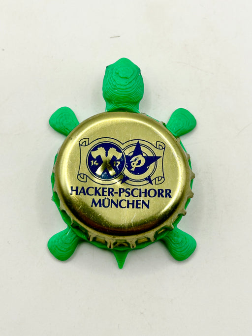 Hacker Pschorr (Gold) - Bottle Cap Magnet Turtle Shell Shocked Art