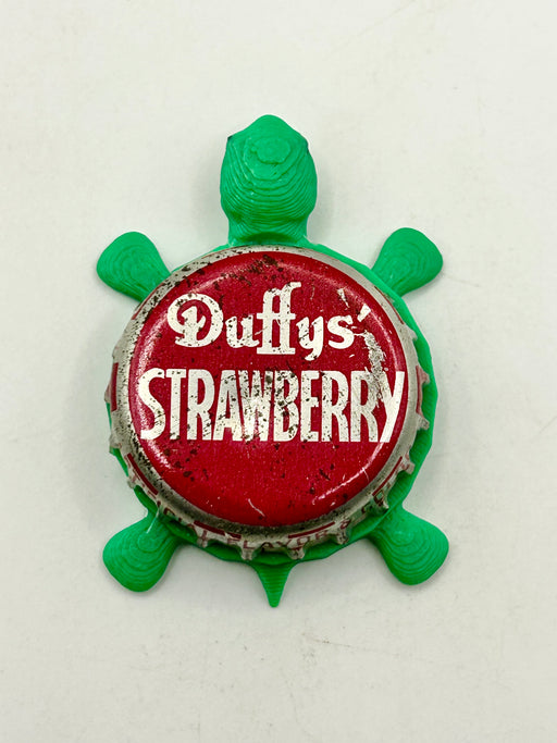 Duffy’s Strawberry Soda - Bottle Cap Magnet Turtle Shell Shocked Art