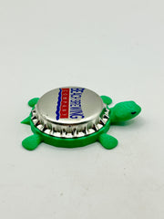 Beach Brewing - Bottle Cap Magnet Turtle Shell Shocked Art