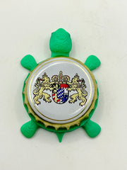 Konig Ludwig Beer - Bottle Cap Magnet Turtle Shell Shocked Art