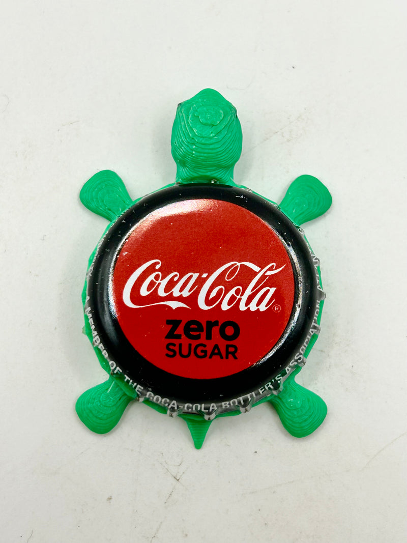 Coca Cola Zero Sugar (Red Background) - Bottle Cap Magnet Turtle Shell Shocked Art