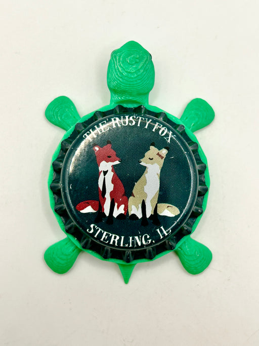 The Rusty Fox (Two Foxes) - Bottle Cap Magnet Turtle Shell Shocked Art