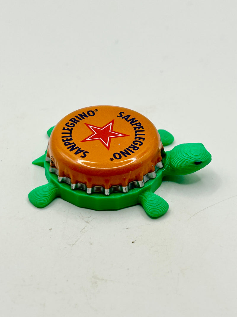 San Pellegrino (Orange) - Bottle Cap Magnet Turtle Shell Shocked Art