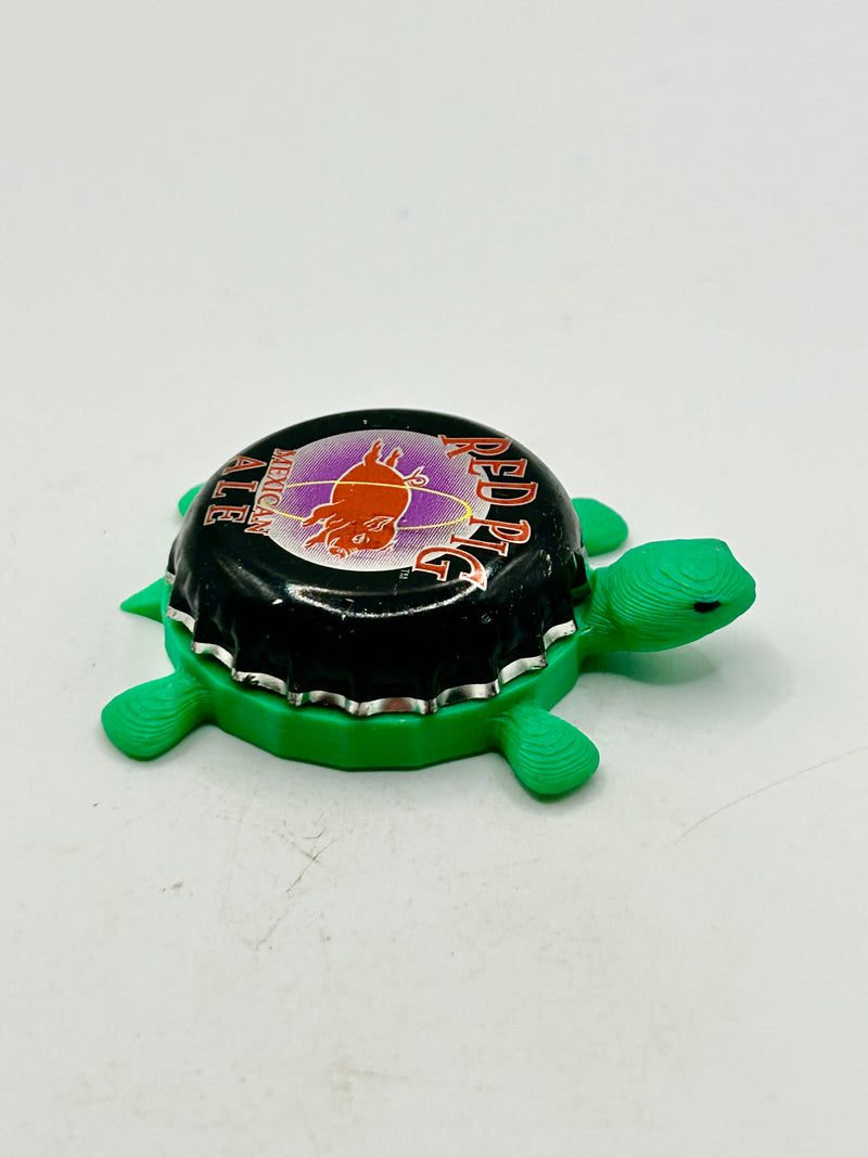 Red Pig Mexican Ale - Bottle Cap Magnet Turtle Shell Shocked Art