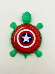 Captain America - Bottle Cap Magnet Turtle Shell Shocked Art