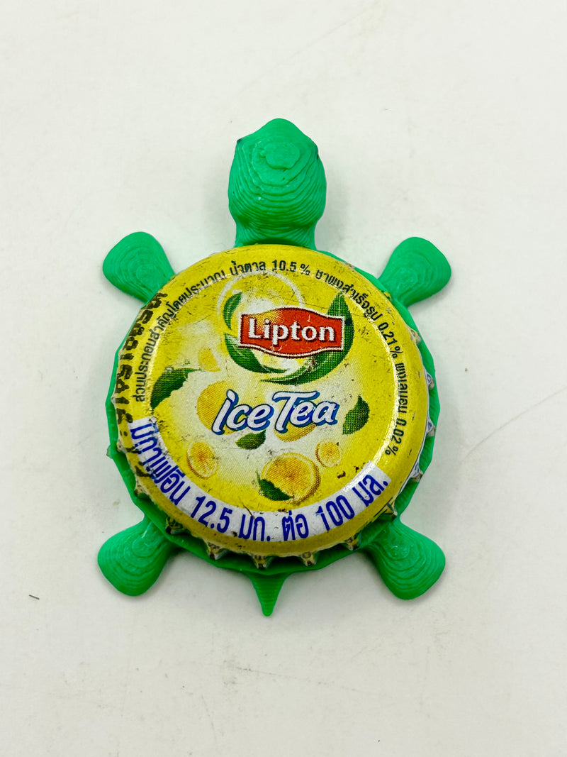 Lipton Ice Tea (Thailand) - Bottle Cap Magnet Turtle Shell Shocked Art