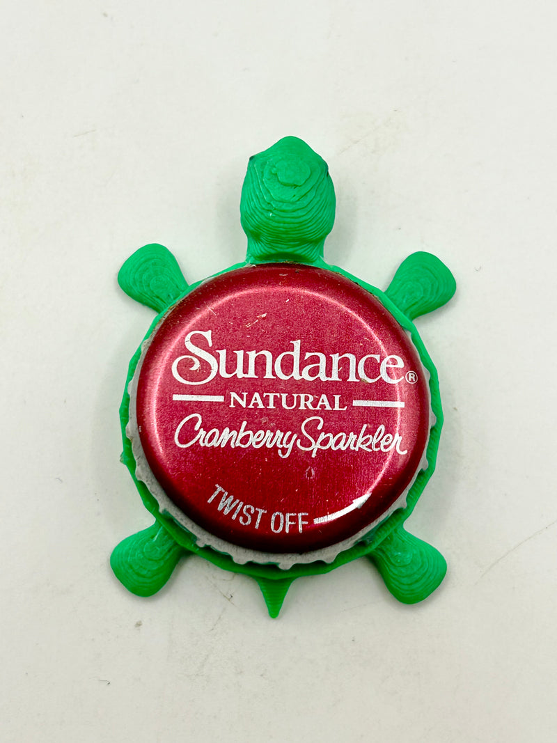 Sundance Cranberry Sparkler - Bottle Cap Magnet Turtle Shell Shocked Art