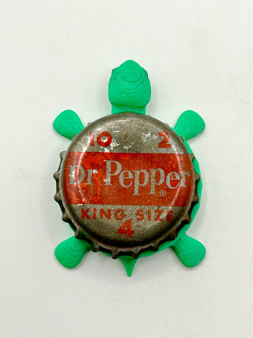 Dr Pepper Soda King Size (Vintage, Text Below) - Bottle Cap Magnet Turtle Shell Shocked Art