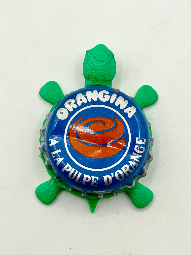 Orangina Soda (Circle Variation) - Bottle Cap Magnet Turtle Shell Shocked Art