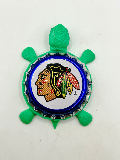 Chicago Blackhawks (Labatt Brewing) - Bottle Cap Magnet Turtle Shell Shocked Art