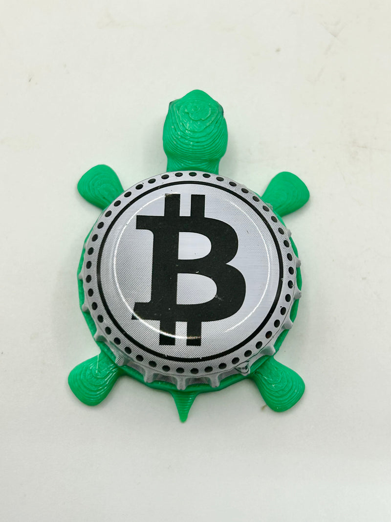 Bitcoin - Bottle Cap Magnet Turtle Shell Shocked Art