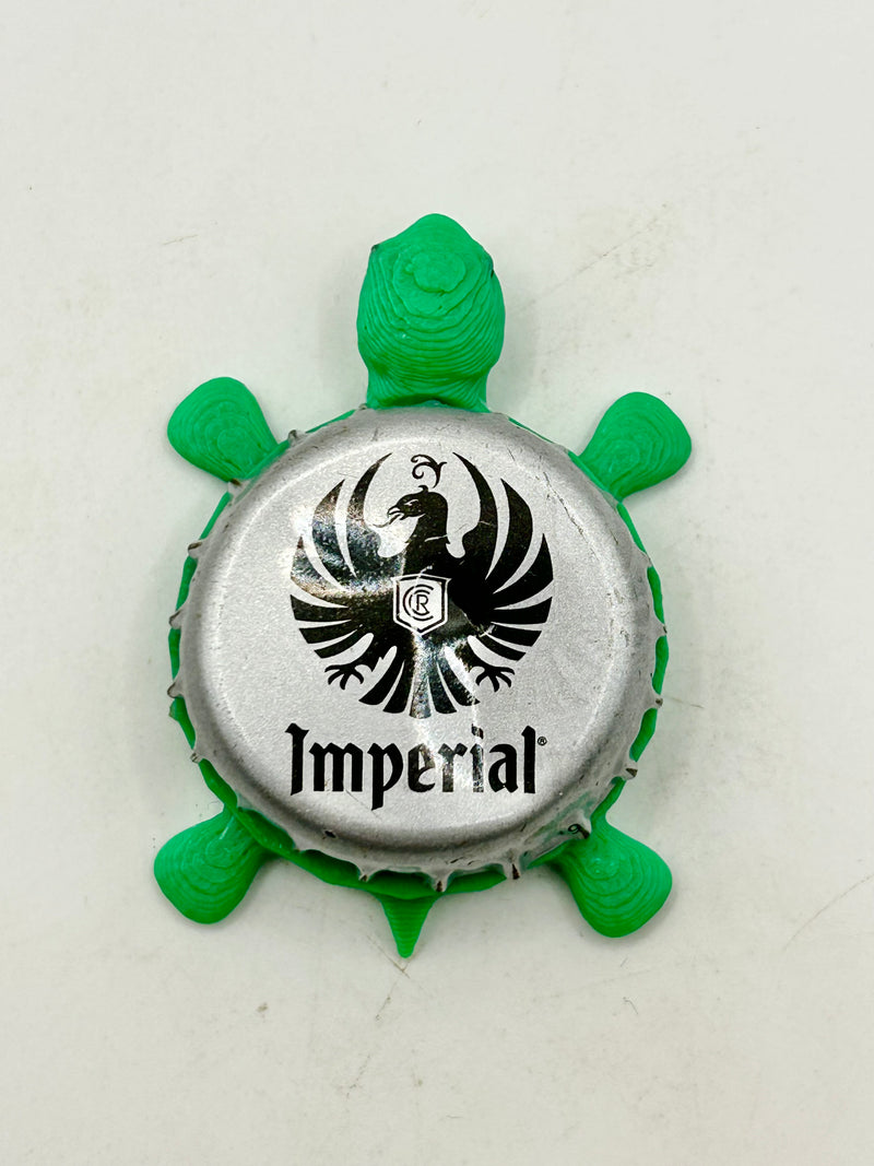 Imperial Lager, Costa Rica (Silver) - Bottle Cap Magnet Turtle Shell Shocked Art