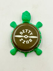 Betty Buzz Ginger Beer - Bottle Cap Magnet Turtle Shell Shocked Art