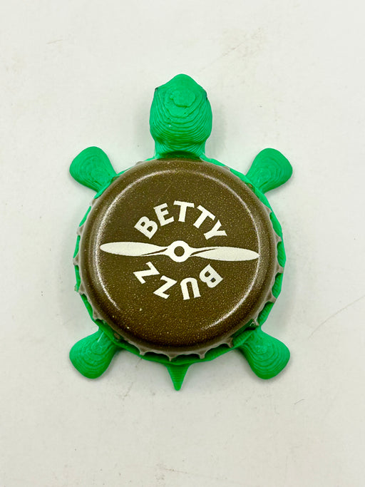 Betty Buzz Ginger Beer - Bottle Cap Magnet Turtle Shell Shocked Art