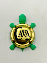 Cava Sparkling Wine - Bottle Cap Magnet Turtle (Copy) Shell Shocked Art