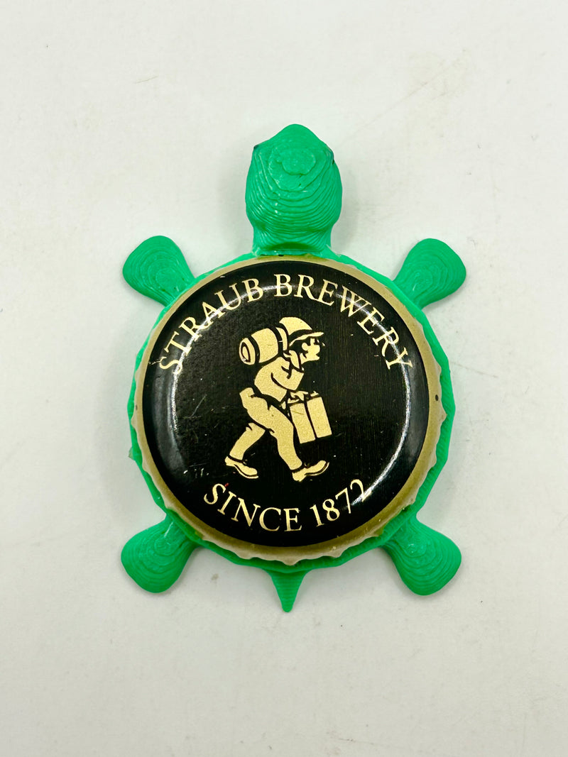 Straub Brewing (Black) - Bottle Cap Magnet Turtle Shell Shocked Art