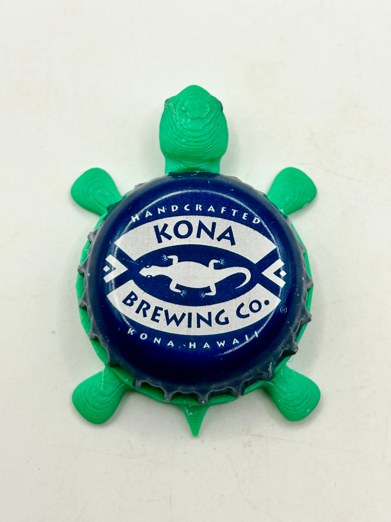 Kona Brewing (Dark Blue, Vintage) - Bottle Cap Magnet Turtle Shell Shocked Art