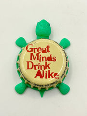 Great Minds Drink Alike, Vintage (Great Divide Brewing) - Bottle Cap Magnet Turtle Shell Shocked Art