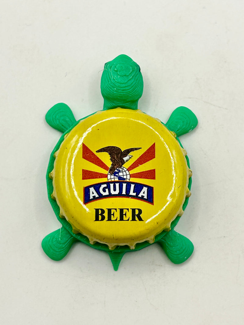 Aguila Beer - Bottle Cap Magnet Turtle Shell Shocked Art