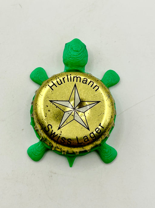 Hurlimann Swiss Lager - Bottle Cap Magnet Turtle Shell Shocked Art