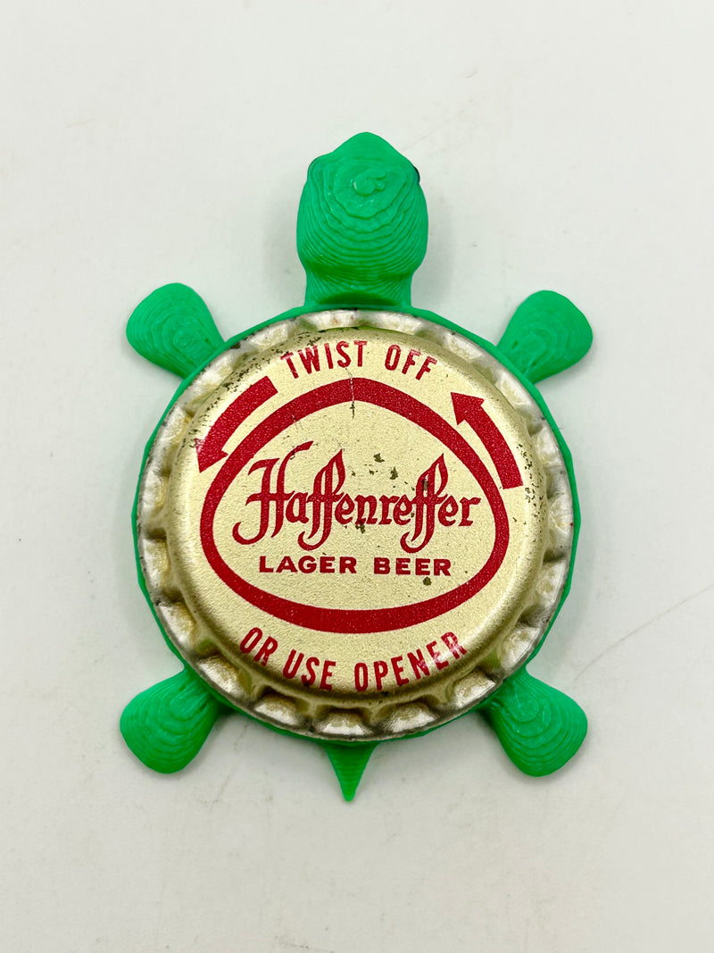 Haffenreffer Brewery - Bottle Cap Magnet Turtle Shell Shocked Art