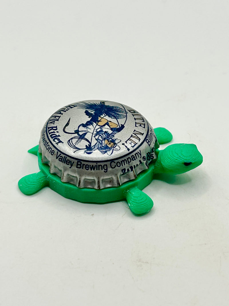 Wild Fly Rider - Yellowstone Valley Brewing - Bottle Cap Magnet Turtle Shell Shocked Art