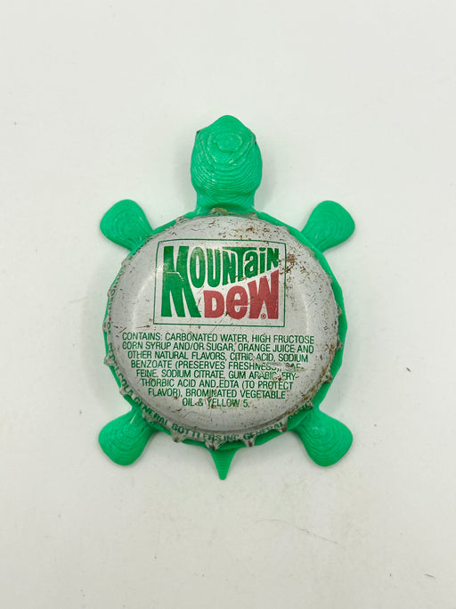 Mountain Dew (Vintage, White with Rectangle) - Bottle Cap Magnet Turtle Shell Shocked Art