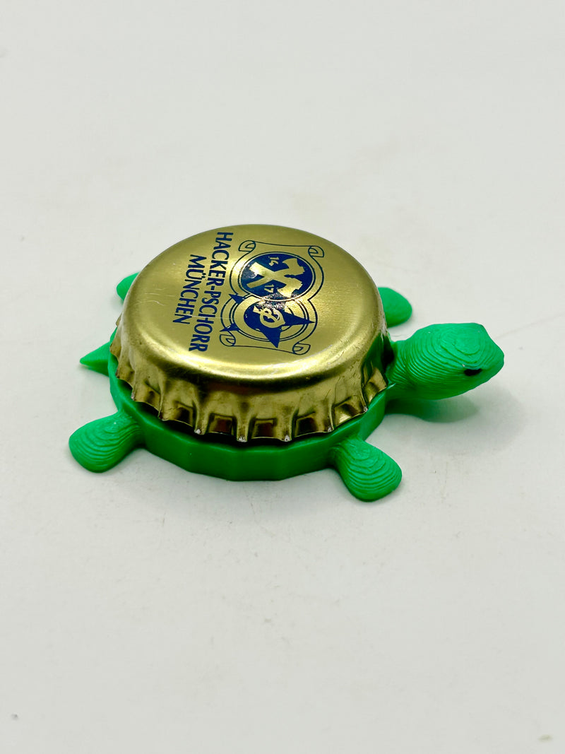 Hacker Pschorr (Gold) - Bottle Cap Magnet Turtle Shell Shocked Art