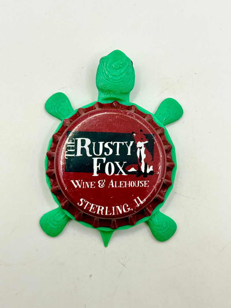 The Rusty Fox Wine & Alehouse (Maroon) - Bottle Cap Magnet Turtle Shell Shocked Art