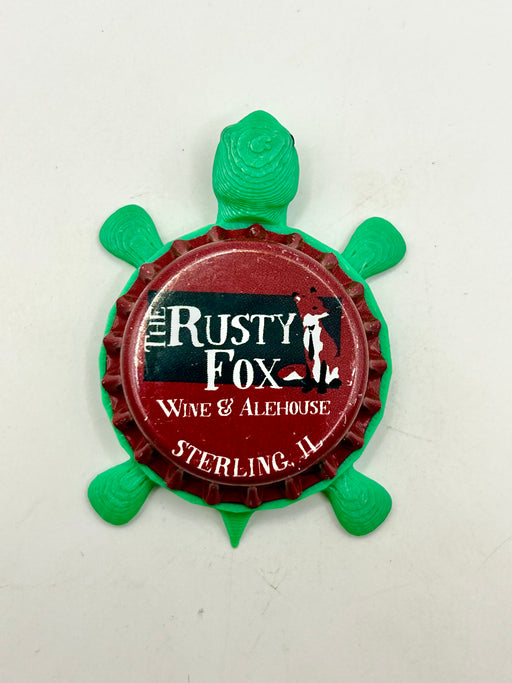 The Rusty Fox Wine & Alehouse (Maroon) - Bottle Cap Magnet Turtle Shell Shocked Art