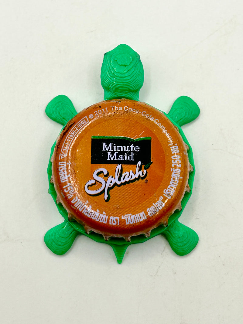 Minute Maid Splash - Bottle Cap Magnet Turtle Shell Shocked Art