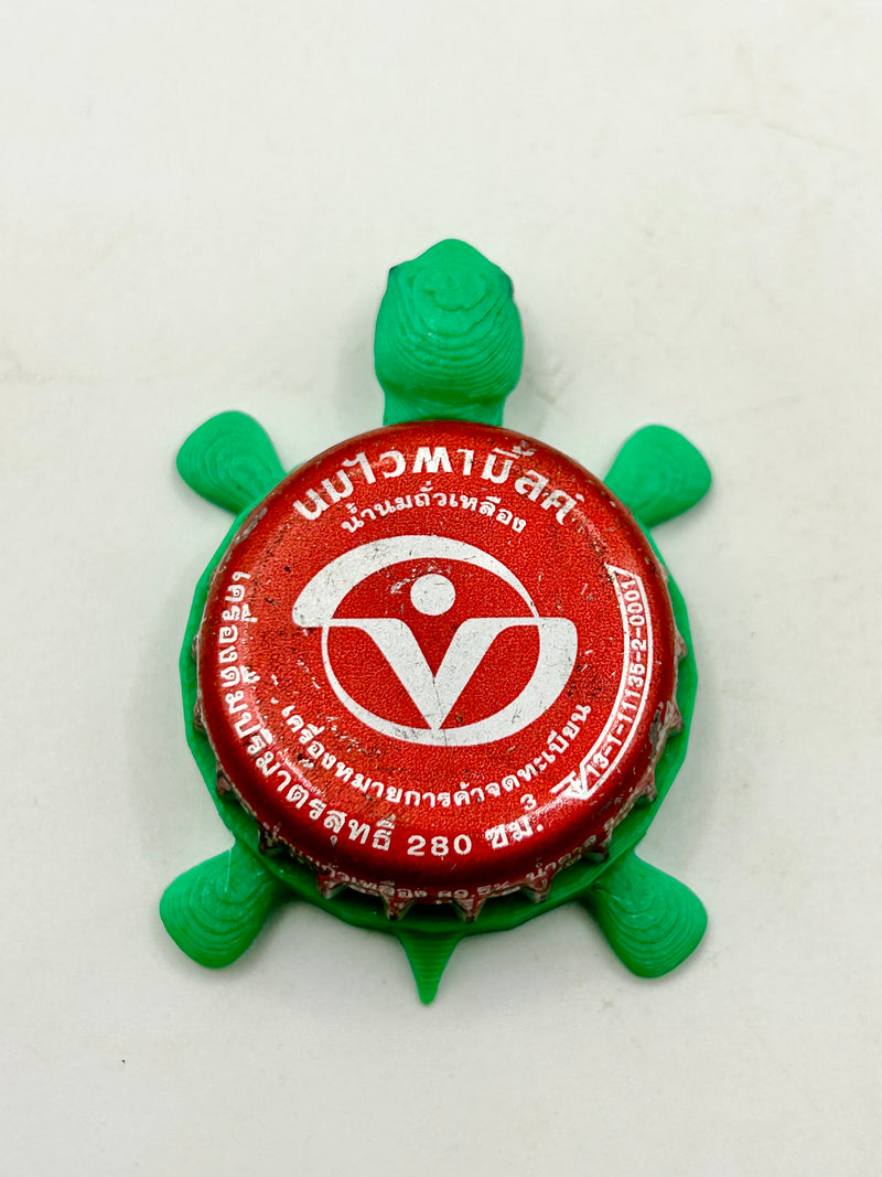 Vitamilk (Thailand) - Bottle Cap Magnet Turtle Shell Shocked Art