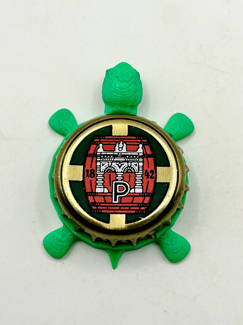Plzensky Prazdroj (Red Barrel) - Bottle Cap Magnet Turtle Shell Shocked Art