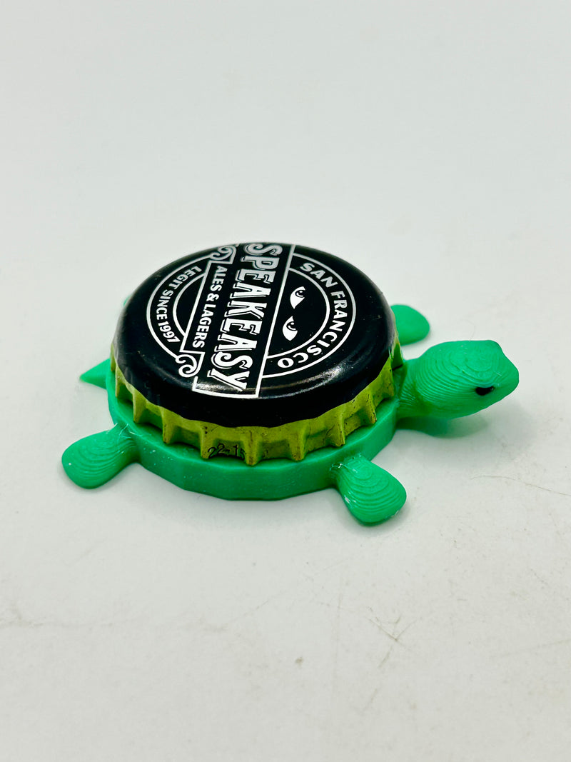 Speakeasy Ales & Lagers (Black, Green Trim) - Bottle Cap Magnet Turtle Shell Shocked Art