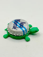 Aqua Minerale Water - Bottle Cap Magnet Turtle Shell Shocked Art