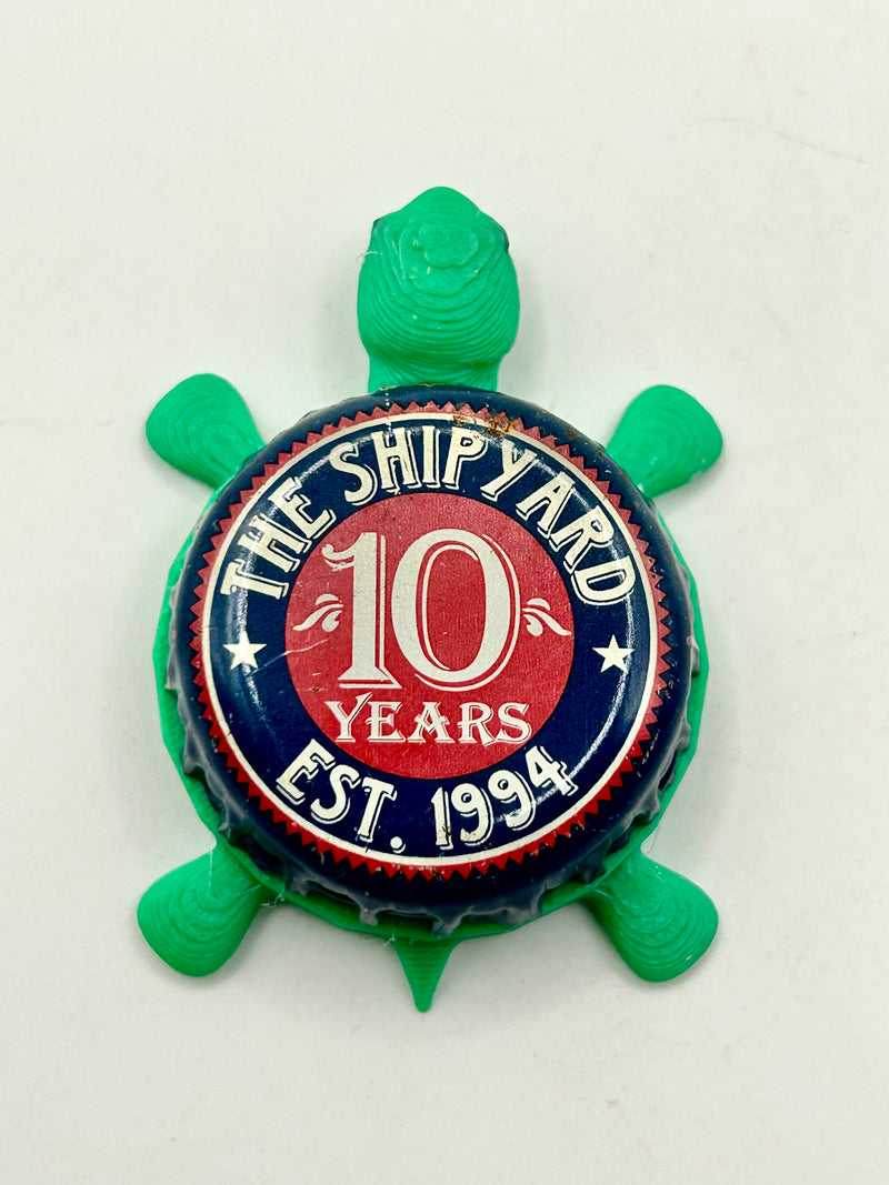 Shipyard Brewing (10 Years) - Bottle Cap Magnet Turtle Shell Shocked Art