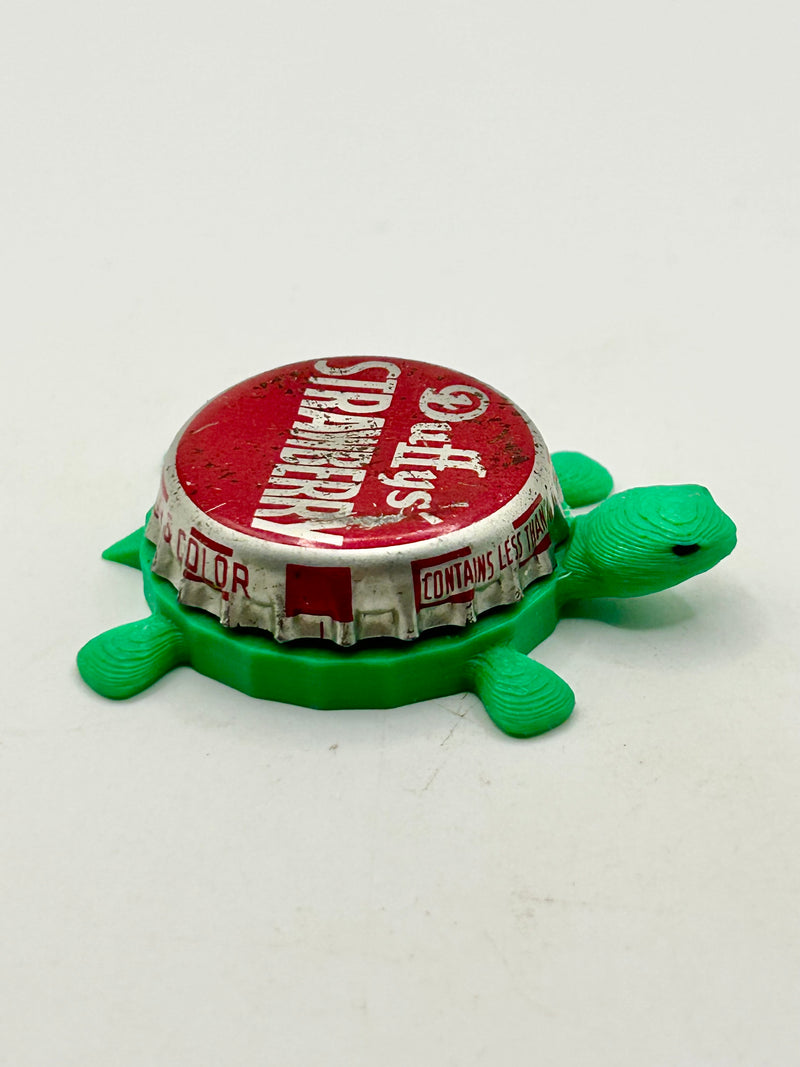 Duffy’s Strawberry Soda - Bottle Cap Magnet Turtle Shell Shocked Art